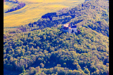 German Castle Museum Veste Heldburg with castle restaurant, cafe, wedding venue and castle chapel - Franconian light in Heldburg in the state Thuringia, Germany