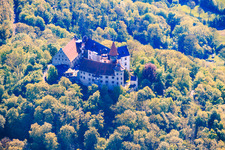 German Castle Museum Veste Heldburg with castle restaurant, cafe, wedding venue and castle chapel - Franconian light in Heldburg in the state Thuringia, Germany