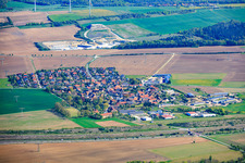 Village view from the south, beyond the A4 motorway in Bucha in the state Thuringia, Germany