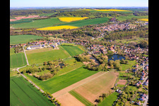 View of the town from the south with the monastery pond in the district Thalbürgel in Bürgel in the state Thuringia, Germany