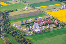 Parabolic antennas for satellite communication of the earth station Fuchsstadt in Fuchsstadt in the state Bavaria, Germany