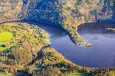 Hohenwarte I dam from the north with Droschkau campsite in Altenbeuthen in the state Thuringia, Germany