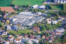 Industrial area Industriestraße with Federal-Mogul Ignition GmbH, Elektromaschinenbau Schultheiß & Co. GmbH and Zirbs Verpackungen e.Kfr in the district Neuhaus in Föritztal in the state Thuringia, Germany