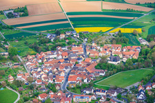 Old village center with St. Michael's Church in Euerbach in the state Bavaria, Germany