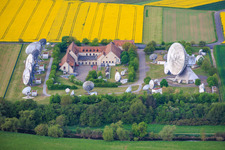 Parabolic antennas for satellite communication of the earth station Fuchsstadt in Fuchsstadt in the state Bavaria, Germany