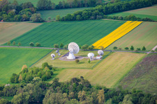 Parabolic antennas for satellite communication of the earth station Fuchsstadt in Fuchsstadt in the state Bavaria, Germany