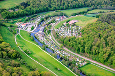 Camping and Leisure Centre Roßmühle - Franz Volkert KG on the banks of the Franconian Saale in the district Weickersgrüben in Gräfendorf in the state Bavaria, Germany