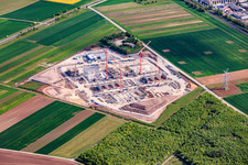 Construction site for the construction of the HVDC converter station Südlink DC4B - Bergrheinfeld in Bergrheinfeld in the state Bavaria, Germany