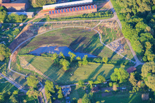 Development of the biotope and orchard "Im Bruch" concept by landscape architect Kurt Garrecht as an inner-city recreation area on the Klingbach cycle path in Herxheim bei Landau in the state Rhineland-Palatinate, Germany
