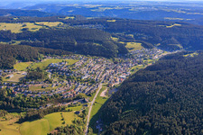 View of the town in the Schiltach valley from the south in the district Tennenbronn in Schramberg in the state Baden-Wuerttemberg, Germany
