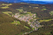 View of the town in the Schiltach valley from the east in the district Tennenbronn in Schramberg in the state Baden-Wuerttemberg, Germany