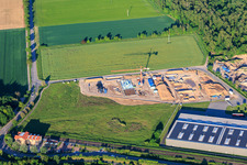 Construction area of the new X2E campus for administration and production buildings in Rohrbach in the state Rhineland-Palatinate, Germany