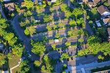 Parking lot of the town hall, swimming pool and sports facilities on Konrad-Lerch-Ring in Offenbach an der Queich in the state Rhineland-Palatinate, Germany