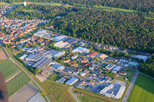 Industrial park Im Gereut from the northwest in Hatzenbühl in the state Rhineland-Palatinate, Germany