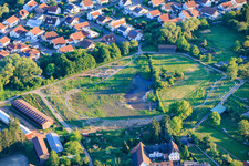 Development of the biotope and orchard "Im Bruch" concept by landscape architect Kurt Garrecht as an inner-city recreation area on the Klingbach cycle path in Herxheim bei Landau in the state Rhineland-Palatinate, Germany