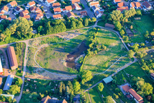 Development of the biotope and orchard "Im Bruch" concept by landscape architect Kurt Garrecht as an inner-city recreation area on the Klingbach cycle path in Herxheim bei Landau in the state Rhineland-Palatinate, Germany