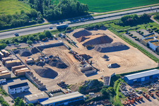 Lerchenweide industrial area with Gerst Bauservice GmbH (construction waste recycling, bulk goods container service) in Venningen in the state Rhineland-Palatinate, Germany