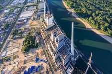 Large power plant Mannheim on the banks of the Rhine in the district Neckarau in Mannheim in the state Baden-Wuerttemberg, Germany