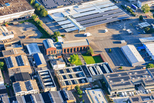 Old Turtle Factory and METRO Mannheim from the southeast in the district Neckarau in Mannheim in the state Baden-Wuerttemberg, Germany