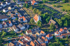 Cemetery with 2 churches in the district Iggelheim in Böhl-Iggelheim in the state Rhineland-Palatinate, Germany