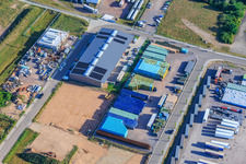 Industrial park Im Niedersand from the southeast in Offenbach an der Queich in the state Rhineland-Palatinate, Germany