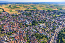 City overview from the southwest in Herxheim bei Landau in the state Rhineland-Palatinate, Germany