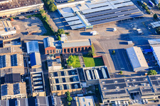 Old Turtle Factory and METRO Mannheim from the southeast in the district Neckarau in Mannheim in the state Baden-Wuerttemberg, Germany