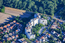 Modern residential high-rise buildings on Ludwigshafener Straße and Ranschgraben in Neuhofen in the state Rhineland-Palatinate, Germany