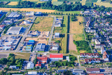 Industrial park Im Niedersand from the north in Offenbach an der Queich in the state Rhineland-Palatinate, Germany