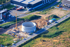Construction site for the foundation of a grain silo for Cornexo GmbH Offenbach in Offenbach an der Queich in the state Rhineland-Palatinate, Germany