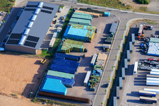 Industrial park Im Niedersand from the southeast in Offenbach an der Queich in the state Rhineland-Palatinate, Germany