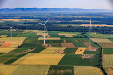 Demolition and dismantling of the four old installations (GE 1.5) from 2004 after repowering of the wind farm Minfeld in Minfeld in the state Rhineland-Palatinate, Germany