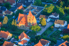 St. Michael's Catholic Church in the last light of evening in Insheim in the state Rhineland-Palatinate, Germany