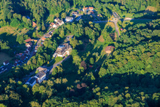Village view in the Lautertal from the north with Le Mont des Oiseaux in the district Weiler in Wissembourg in the state Bas-Rhin, France