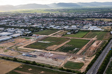 Industrial park D12 with construction site for geothermal power plant and substation from Vulcan, located to the southeast. in Landau in der Pfalz in the state Rhineland-Palatinate, Germany