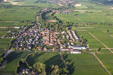 Village view from the west with the Karl Pfaffmann winery in Walsheim in the state Rhineland-Palatinate, Germany