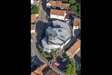 Modern church building of St. Sebastian in the village center in Silz in the state Rhineland-Palatinate, Germany