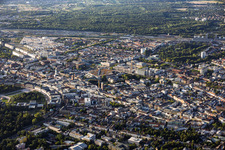 Overview of the town from the northwest, between the palace and the main railway station in the district Innenstadt-Ost in Karlsruhe in the state Baden-Wuerttemberg, Germany
