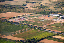 Industrial area D12 with construction site for geothermal power plant and substation from Vulcan from the northeast in Landau in der Pfalz in the state Rhineland-Palatinate, Germany