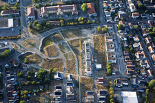 Developed and partially built-up "Am Pfefferminzbähnel" residential area in the district Speyerdorf in Neustadt an der Weinstraße in the state Rhineland-Palatinate, Germany