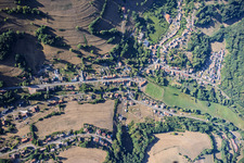 Village view in the Schwarzbach Valley in Waldhouse in the state Moselle, France