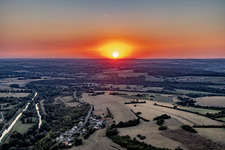 Sunset over the Saar River and Saar Canal in Zetting in the state Moselle, France