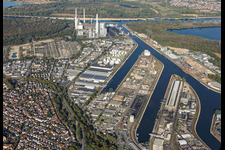 Hansastraße and Südbeckenstraße in the Rhine ports Karlsruhe in the district Mühlburg in Karlsruhe in the state Baden-Wuerttemberg, Germany