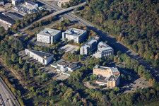 Am Hardtwald district with Radisson Blu Hotel, DACHSER Logistics Center (Karlsruhe Air & Sea Logistics), and Atrium Möbel und Design GmbH in Ettlingen in the state Baden-Wuerttemberg, Germany