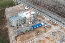 Construction site for the new X2E campus (administration and production buildings) in Rohrbach in the state Rhineland-Palatinate, Germany