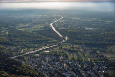 Motorway interchange (junction) with the A5 and A6 in the evening in the district Wolfartsweier in Karlsruhe in the state Baden-Wuerttemberg, Germany
