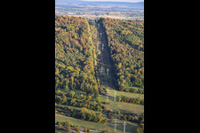 Forest clearing for a high-voltage power line along the pylon trail in Ettlingen in the state Baden-Wuerttemberg, Germany