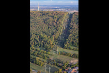 Forest clearing for a high-voltage power line along the pylon trail in Ettlingen in the state Baden-Wuerttemberg, Germany