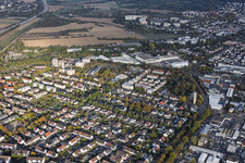 The "West" district, viewed from the southwest in Ettlingen in the state Baden-Wuerttemberg, Germany