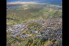 From the west in the district Langensteinbach in Karlsbad in the state Baden-Wuerttemberg, Germany